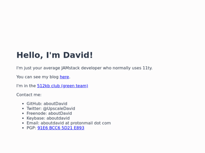 Screenshot of ~aboutdavid