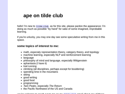 Screenshot of ~ape