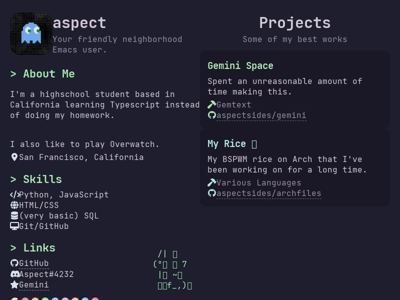 Screenshot of ~aspect