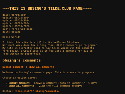 Screenshot of ~bbsing
