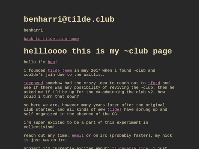 Screenshot of ~benharri