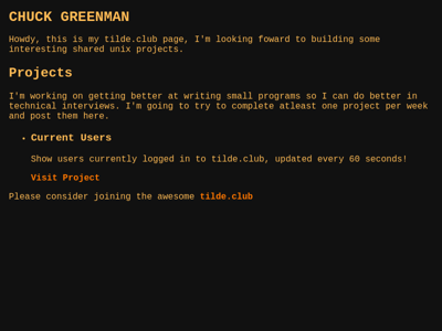Screenshot of ~chuckgreenman