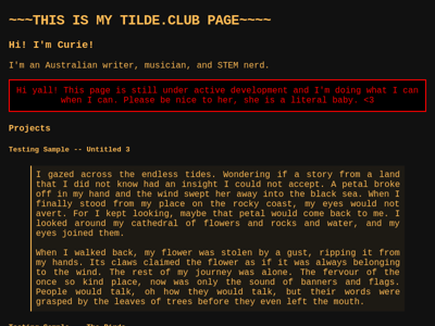 Screenshot of ~curietheace