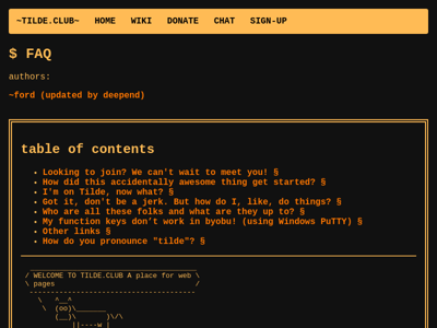 Screenshot of ~faq