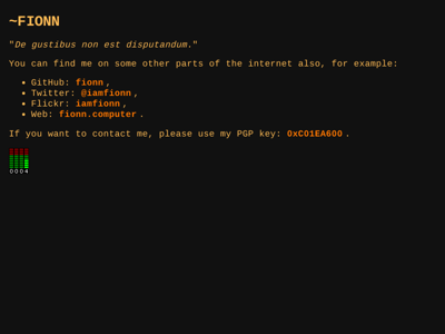 Screenshot of ~fionn