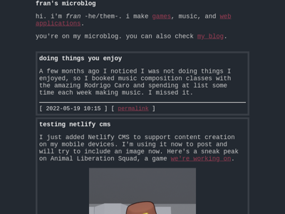 Screenshot of ~fran