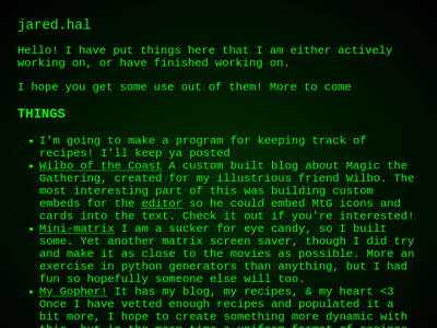 Screenshot of ~jaredhal