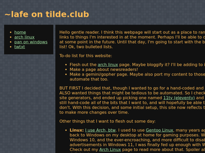 Screenshot of ~lafe