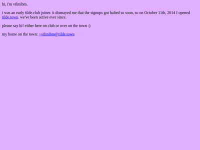 Screenshot of ~vilmibm