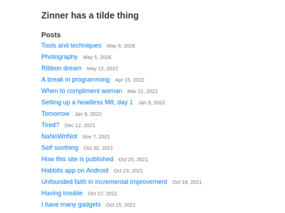 Screenshot of ~zinner